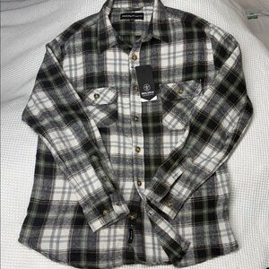 Molokai Surf Co. Black/White/GreenPlaid Shirt - Medium (NWT)
